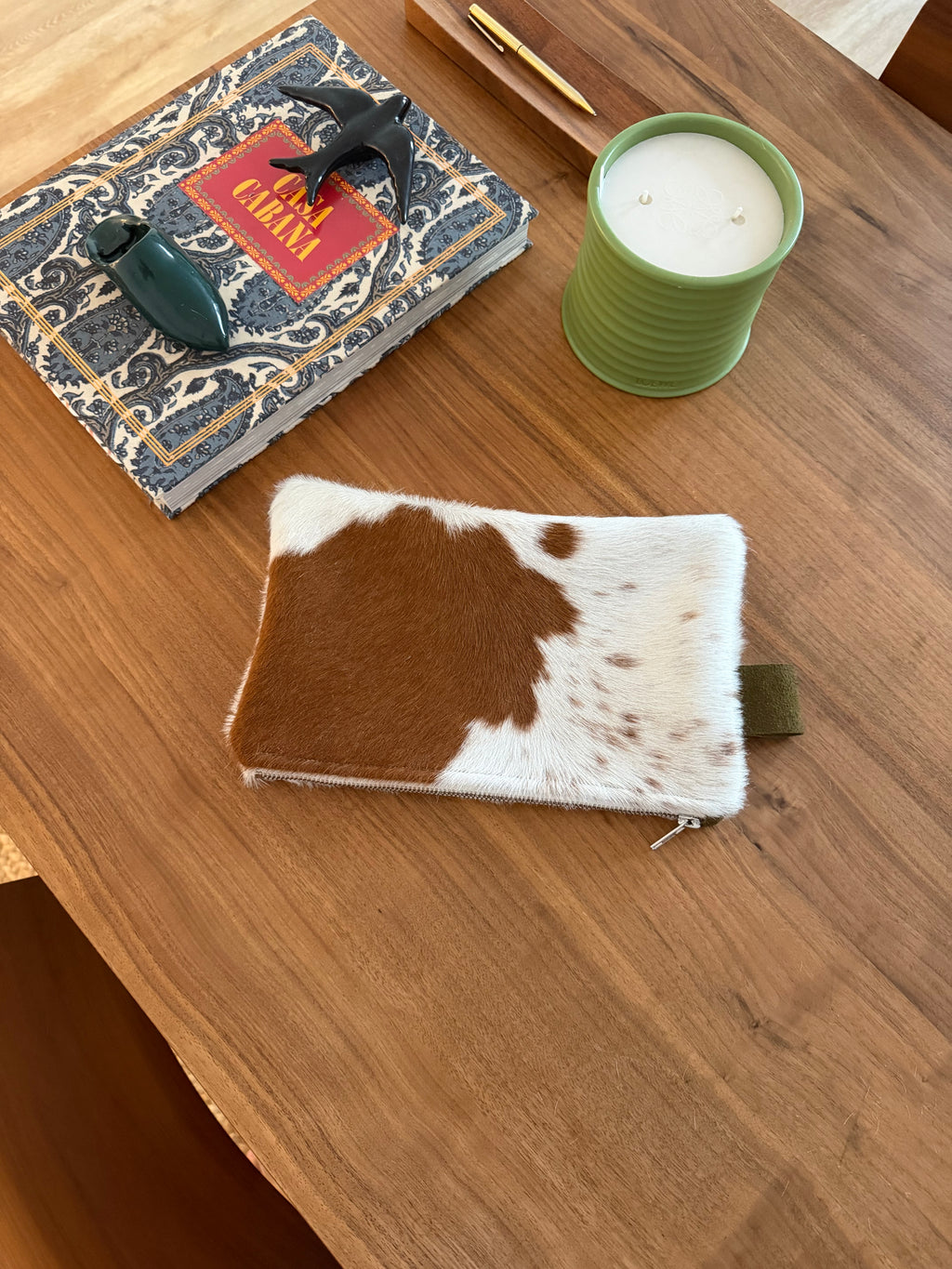 BROWN & WHITE SPOTTED POUCH