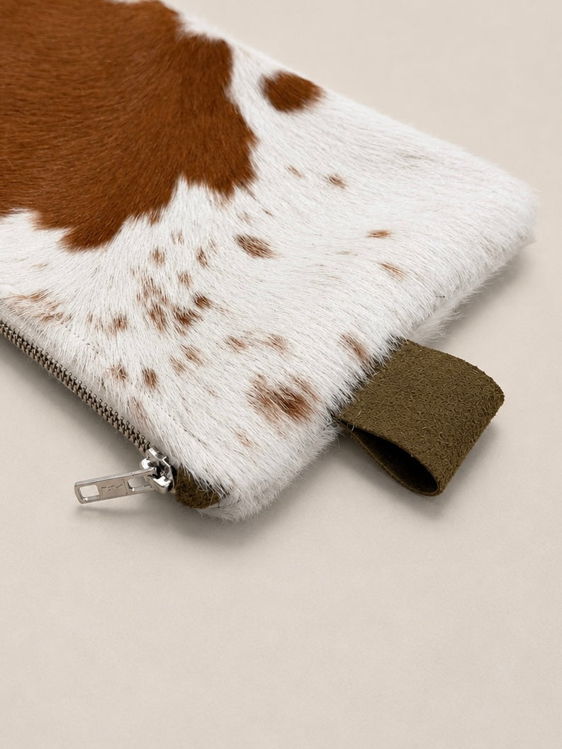 BROWN & WHITE SPOTTED POUCH