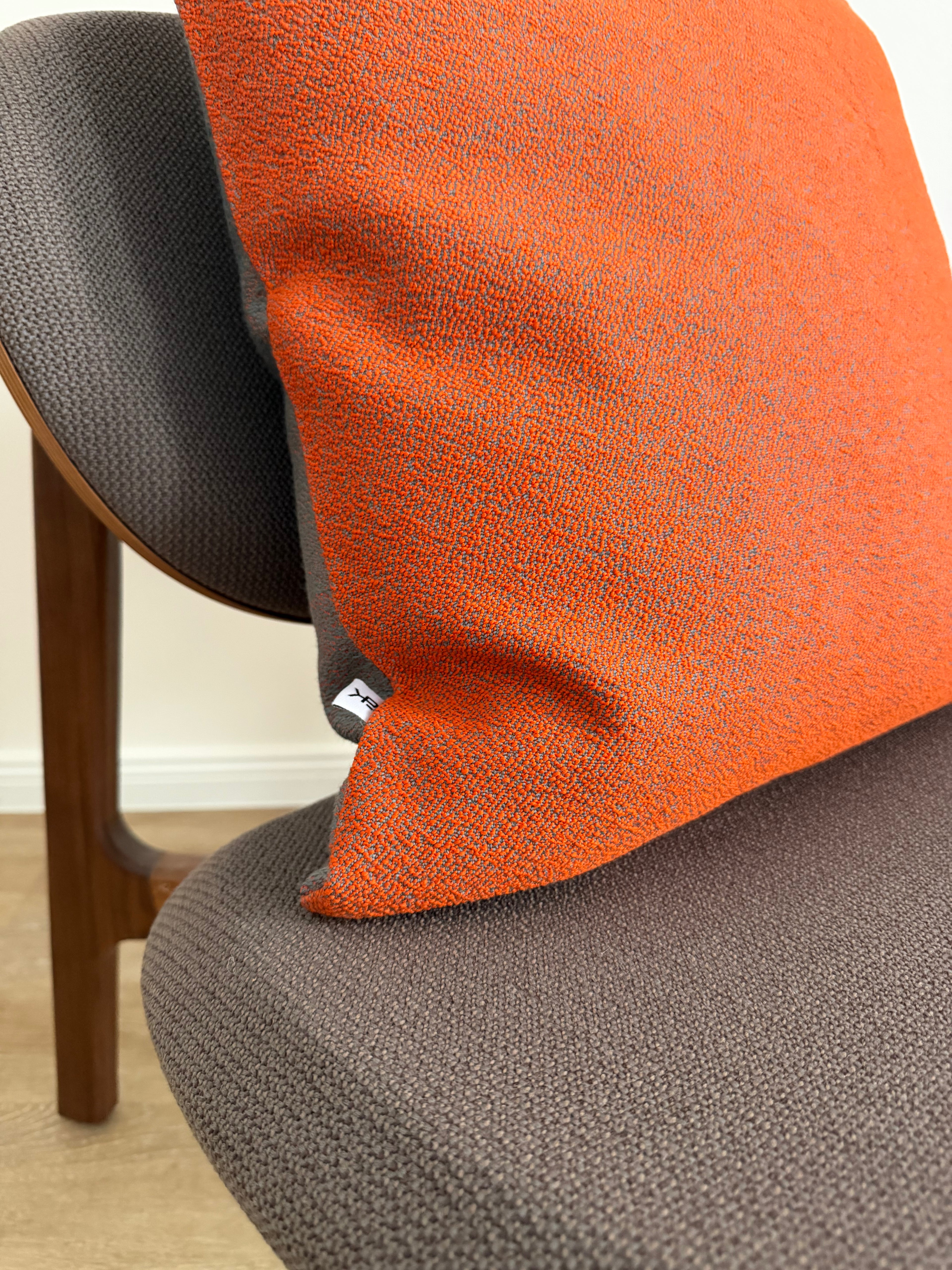 1of1 Orange and Grey Pillow
